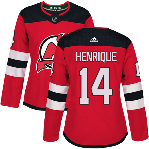 Adidas New Jersey Devils 14 Adam Henrique Red Home Authentic Women Stitched NHL Jersey
